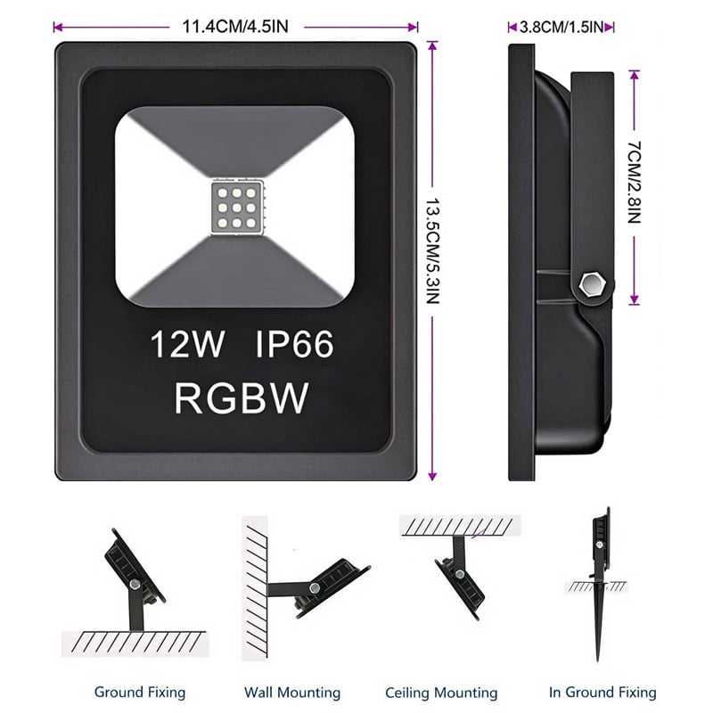 Outdoor DC Low Voltage DMX512 RGBW 12W LED Landscape Floodlight Outdoor DC Low Voltage DMX512 RGBW 12W LED Landscape Floodlight